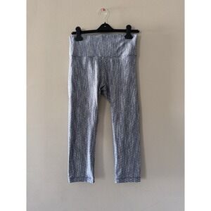 Lululemon Wunder Under Crop Sz 10 (Hi-Rise) 21" Luon Jacquard Battleship Silver